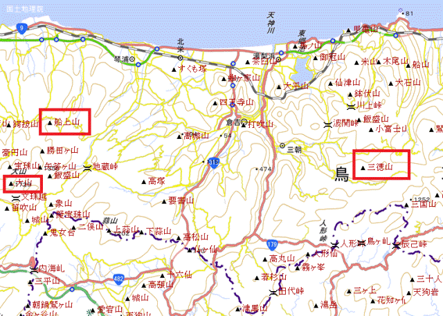 鳥取県中部の代表的な山