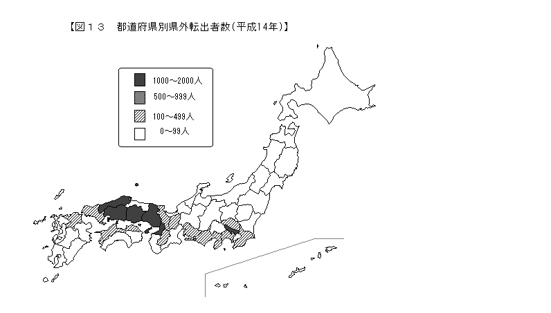 都道府県別県外転出者数