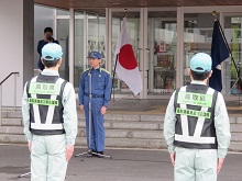 鳥取県職員災害応援隊の島根県大田市への災害派遣出発式2