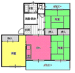 ３DK（タイプ１)間取り図