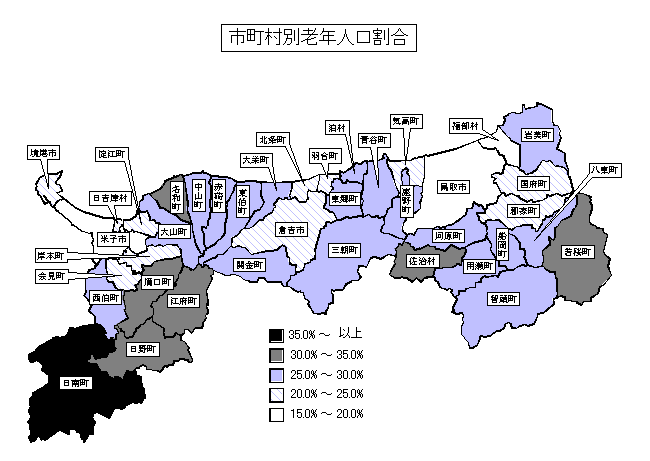 市町村別老年人口割合