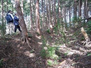 1.堀を観察する伊藤先生とセンター職員