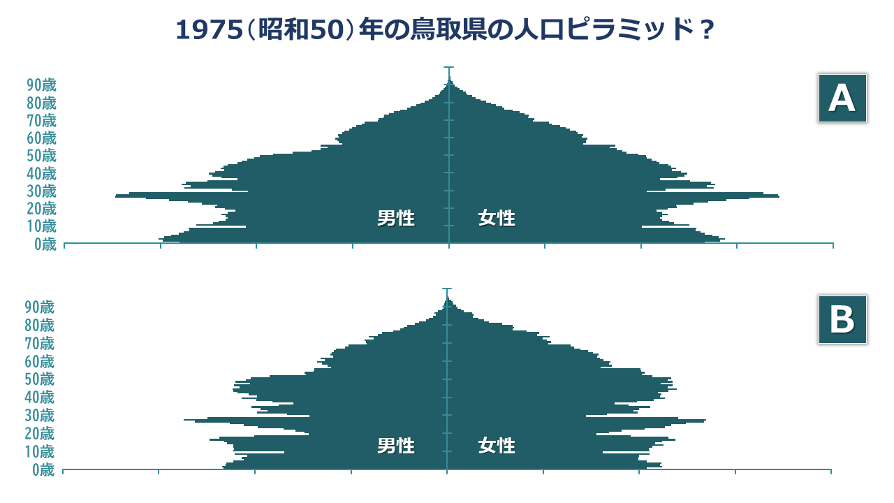 第4話 ピラミッドの出っ張り 1975年の年齢構成 とりネット 鳥取県公式サイト