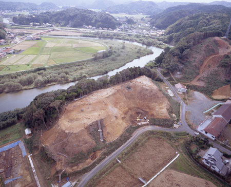 静間城跡の空撮写真