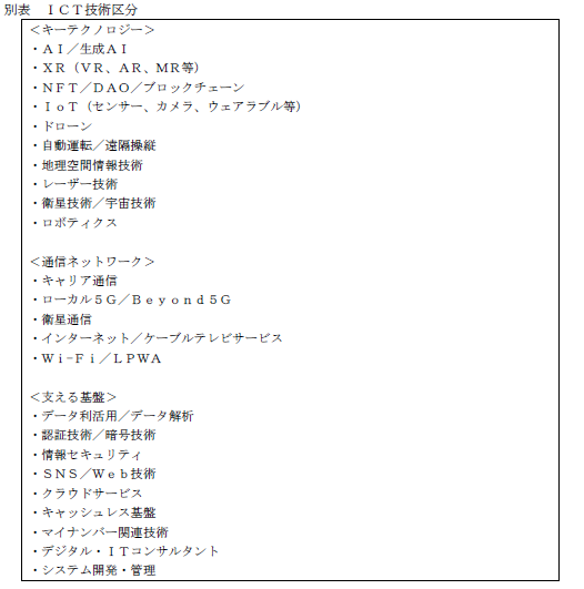 ICT技術区分