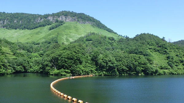 満水のダム湖