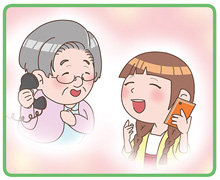 電話でつながるのイラスト