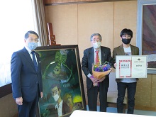 画家 中尾廣太郎氏からの全国絵画公募展「梅津五郎芸術賞」最優秀賞受賞報告会2