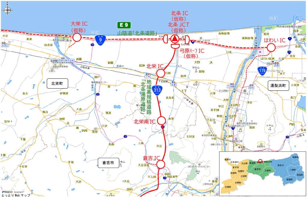 北条ジャンクション付近の位置図