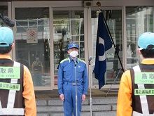鳥取県職員災害応援隊の佐治町への派遣出発式2