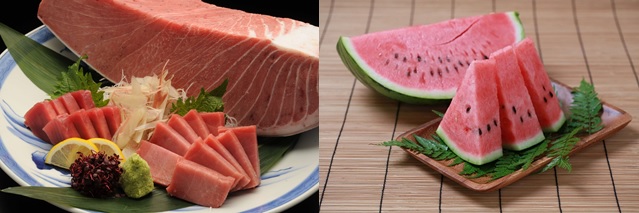 マグロとスイカの画像