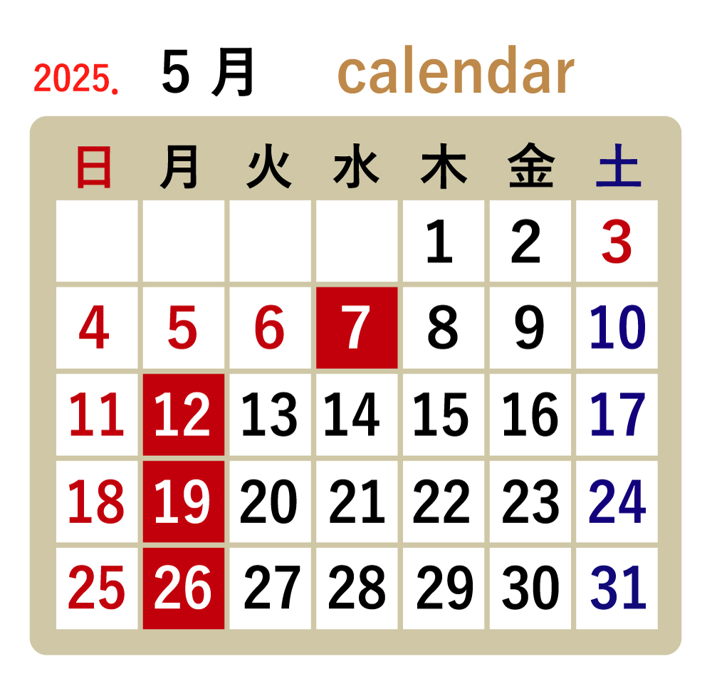 5月カレンダー