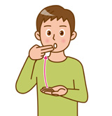 「食中毒」の手話のイラスト１