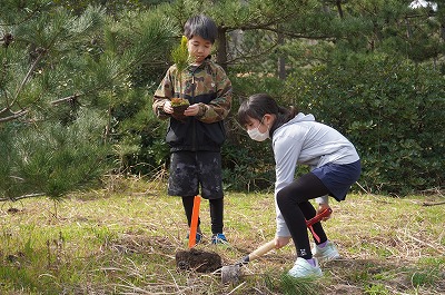 参加者による植樹