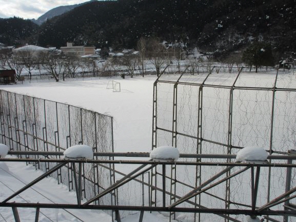 こんなところにも雪は乗る…（根雨の跨線橋から。日野町）