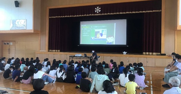 車尾小学校での防災学習風景