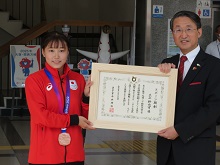 三上紗也可選手パリ五輪代表内定等激励会1