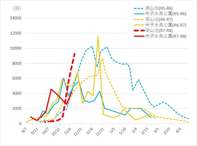野鳥飛来数グラフ