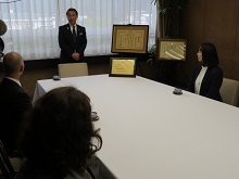 鳥取地区BBS会からの「安全安心なまちづくり関係功労者表彰」受賞報告会1