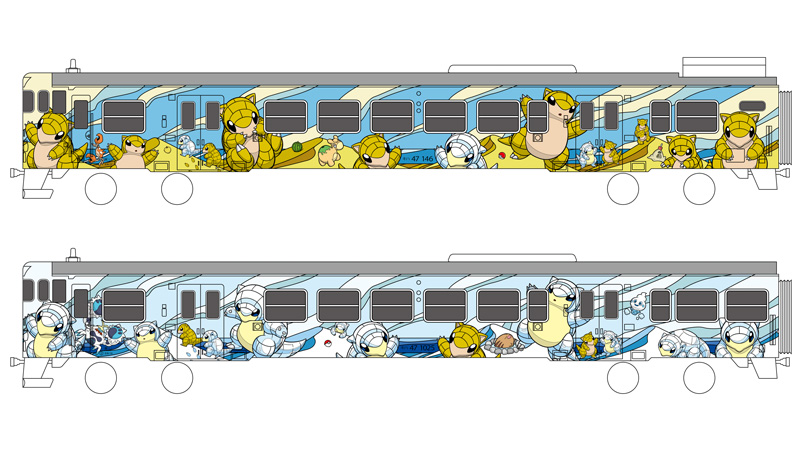 列車側面デザイン（砂丘と雪）