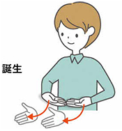 誕生の手話のイラスト