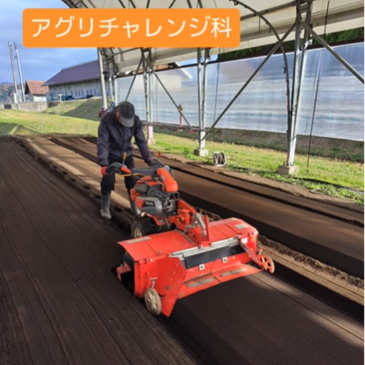 各種機械の操作を訓練しています。平畝整形機を操作しています。