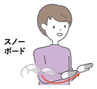 スノーボードの手話のイラスト