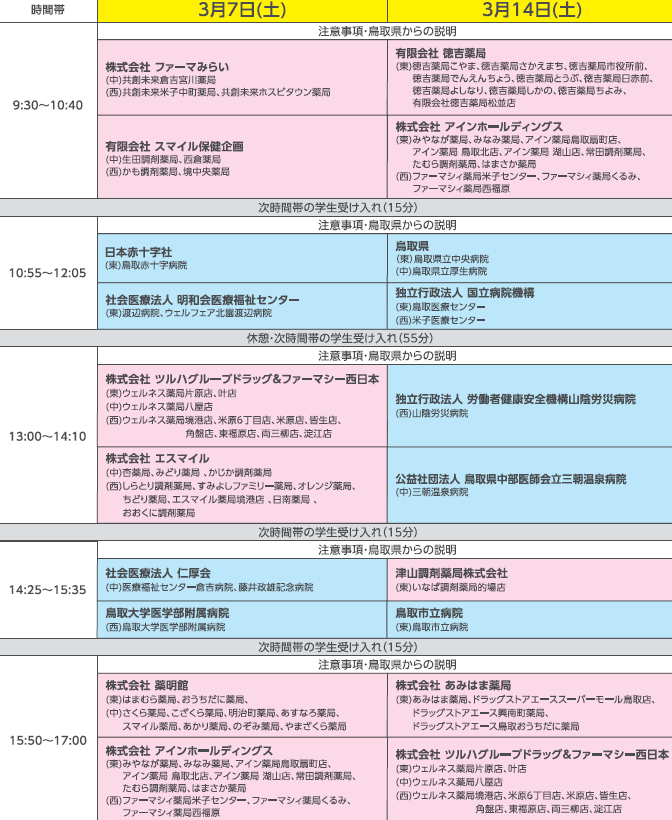 タイムスケジュール