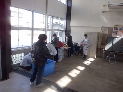 実習場での掃除