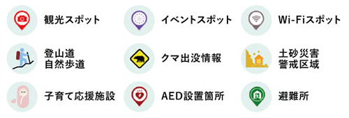 とっとりジオマップの主な掲載コンテンツの画像