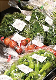 サンマートに並べられた地元の新鮮な採れたて野菜の写真1