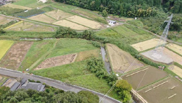 佐貫バイパス着工前状況、上空からの写真