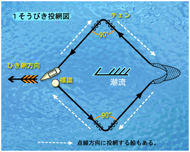 曳き網の方法