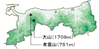 大山と孝霊山の位置