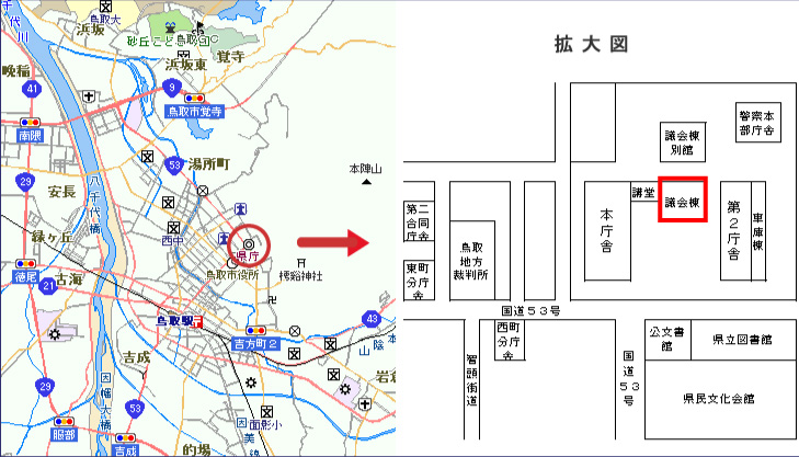 県議会棟周辺地図