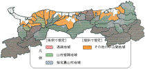 県内の中山間地域の位置図