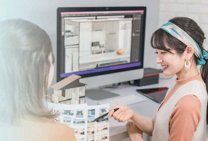 「建築」×「インテリア」=「ここちイイ空間」 木造住宅の設計や、インテリアデザインに必要な知識と技術を学びます。また、手描き製図や3DCAD等を利用して資料を作成し、それをお客様にプレゼンテーションできる技能を身につけます。設計・インテリア科で学んだ知識を活かし、お客様と感動を分かち合える家づくりの専門家を目指してみませんか。 「建築」×「インテリア」=「ここちイイ空間」 木造住宅の設計や、インテリアデザインに必要な知識と技術を学びます。また、手描き製図や3DCAD等を利用して資料を作成し、それをお客様にプレゼンテーションできる技能を身につけます。設計・インテリア科で学んだ知識を活かし、お客様と感動を分かち合える家づくりの専門家を目指してみませんか。