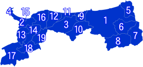 鳥取県の市町村位置図