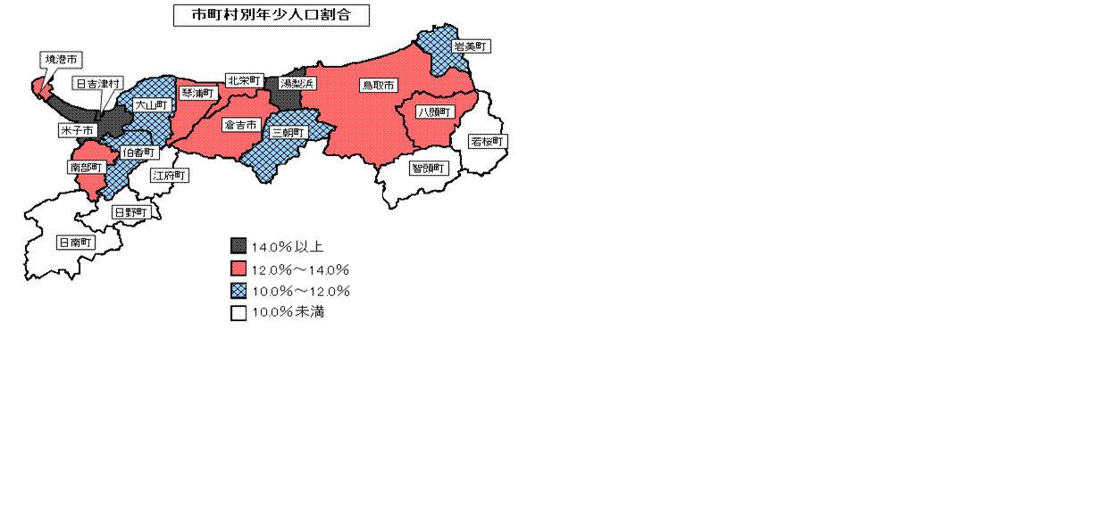 市町村別年少人口割合　地図グラフ