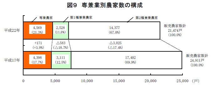 図9 専兼業別農家数の構成