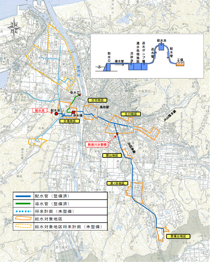 鳥取工水配水管地図