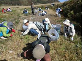 みんなで外来植物を除去