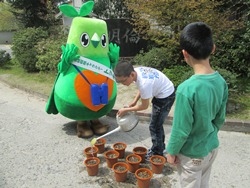 環境福祉委員会のみなさんが水やりをしています