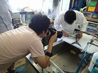 中原シェフにサワラをさばいてもらっている際の撮影＠栽培漁業センター