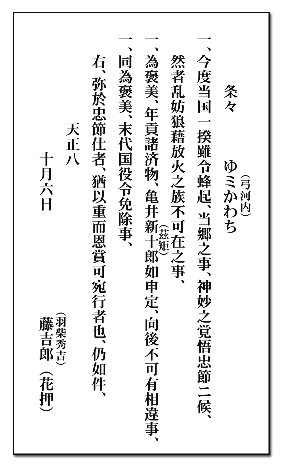 羽柴秀吉禁制文書イメージ