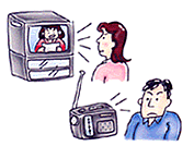 テレビやラジオなどで正しい情報をキャッチしているイメージ画像