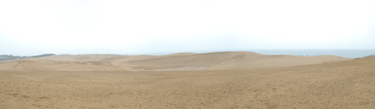 「馬の背」の風景－雨に濡れた砂が広がっています