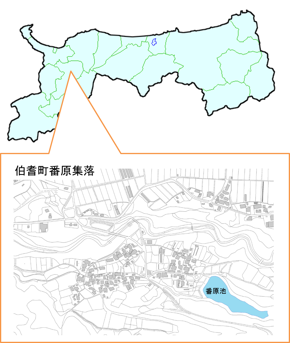 伯耆町番原集落の位置図