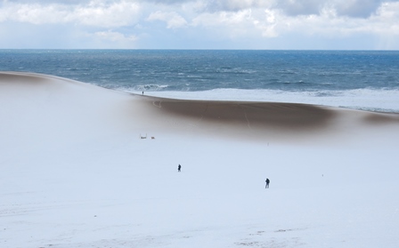 砂に覆われる雪の砂丘