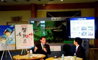 鳥取県知事と岡山県知事の会議の様子